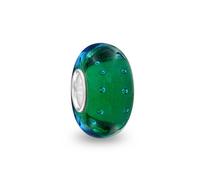 Bling Jewelry Vetro Di Murano .925 Argento Sterling Nucleo Distanziale Bolla Verde Blu Teal Perline Charm Adatto A Bracciale Europeo Per Donne E Adolescenti