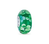 Vetro Di Murano .925 Argento Sterling Nucleo Floreale Verde Bianco Fiore Distanziatore Perlina Si Adatta Bracciale Europeo Per Le Donne Teen