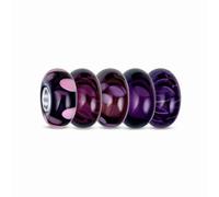 Bling Jewelry Viola Lavanda Viola Borgogna Murano Vetro Set Di 6 Pezzi .925 Argento Sterling Nucleo Distanziatore Charm Bundle Si Adatta Stile Europeo Bracciale Per Le Donne Per Gli Adolescenti