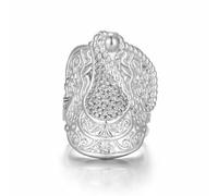 Bling King London - Anello da sella in oro e argento, placcato oro e argento, 26, Ottone, Nessuna pietra preziosa