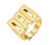 Bling King London - Anello in oro con scritta "Best Dad Ever", placcato oro PVD, 26, Ottone, Nessuna pietra preziosa