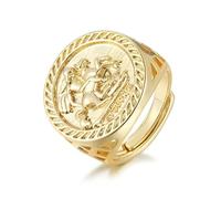 Bling King London - Anello sovrano in oro e argento, placcato oro e argento di San Giorgio Dragon Slayer, 15 1/4, Ottone, Nessuna pietra preziosa