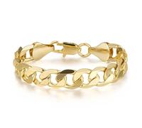 Bling King London - Braccialetto barbazzale cubano in oro e argento, 9 mm, placcato oro e argento PVD, 8 Inch, Ottone, Non pietra preziosa
