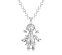 Bling King London - Collana con ciondolo a forma di bambola di pezza in oro e argento, 5 mm, placcata in oro PVD e argento, 5mm 24-Inch, Ottone, Nessuna pietra preziosa