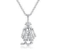 Bling King London - Collana con ciondolo a forma di clown in oro e argento, 4 mm, con pietre, 56-61 cm, placcato oro e argento, 24-Inch, Ottone, Nessuna pietra preziosa