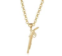 Bling King London - Collana con ciondolo a forma di fucile a doppio cilindro, 8 mm, placcata in oro PVD, 24-Inch, Ottone, Nessuna pietra preziosa