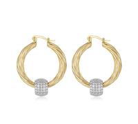 Bling King London - Orecchini a cerchio grandi, 35 mm/68 mm, in oro, argento e oro rosa con sfere da discoteca, PVD oro, argento e oro rosa, 35mm, Ottone, Nessuna pietra preziosa