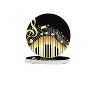 Bling Music Note Piano Stampato Quattro Pezzi Sottobicchieri Resistenti al Calore Riutilizzabili Piattini per Bevande Bicchieri da Vino Piante Tazze Tazze