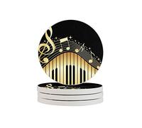Bling Music Note Piano Stampato Quattro Pezzi Sottobicchieri Resistenti al Calore Riutilizzabili Piattini per Bevande Bicchieri da Vino Piante Tazze Tazze