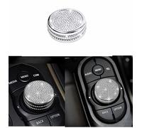Bling Ricambi Auto Multimedia pulsante cerchio manopola copertura pulsante di parcheggio Fit per Mini F54 F55 F56 F60 accessori interni strass applique (Multimedia manopola copertura 1pc/set)