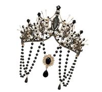 Blingbling Cerchietto per capelli con perline per ragazze scuro fascia per capelli elegante festa di Halloween cerchietto per capelli ragazza scura