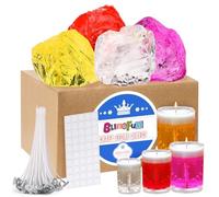 Blingfun Cera in Gel per Fare Candele - 4 Barattoli di Cera Gel, 50 Stoppini + 50 Adesivi - Kit per Candele Artigianali Profumate Fai da Te - Ideale per Creare Candele Trasparenti e Decorare