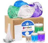 Blingfun Cera in Gel per Fare Candele - 4 Barattoli di Cera Gel, 50 Stoppini + 50 Adesivi - Kit per Candele Artigianali Profumate Fai da Te - Ideale per Creare Candele Trasparenti e Decorare