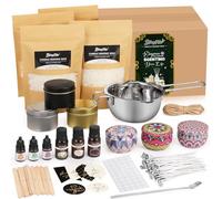 Blingfun Kit per la creazione di candele in cera di soia, 0,9 kg, forniture fai da te con stoppini, adesivi, barattolo per candele, vasetto di fusione, oli e coloranti, kit completo per adulti