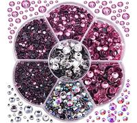 Blinginbox 3000 strass termoadesivi, colore rosa, strass di cristallo termoadesivi, misure miste, SS6-SS30, gemme per vestiti e artigianato decorazioni fai da te (rosa chiaro)