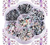 BLINGINBOX - Diamanti sintetici di varie dimensioni, da SS6 a SS30 (2 - 6,6 mm), strass termoadesivi, per artigianato, vestiti, scarpe, custodia per telefono, fai da te, 3000 pezzi (Aurora boreale)