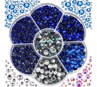 BLINGINBOX - Diamanti sintetici di varie dimensioni, da SS6 a SS30 (2 - 6,6 mm), strass termoadesivi, per artigianato, vestiti, scarpe, custodia per telefono, fai da te, 3000 pezzi (Zaffiro)