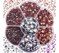 BLINGINBOX - Diamanti sintetici di varie dimensioni, da SS6 a SS30 (2 - 6,6 mm), strass termoadesivi, per artigianato, vestiti, scarpe, custodia per telefono, fai da te, 3000 pezzi (Champagne)