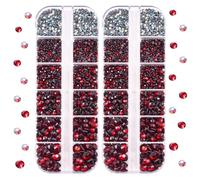 BLINGINBOX DMC Hotfix Strass 2 scatole Totale 5200 pezzi Cristalli rotondi di dimensioni miste Gemme di vetro per la creazione di bigiotteria (Dark Siam)