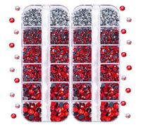 BLINGINBOX DMC Strass per fissaggio a caldo, 2 scatole per un totale di 5200 pezzi di dimensioni miste, rotondi, in cristallo, per la creazione di cos