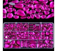 Blinginbox Pietre di cristallo acrilico fucsia da cucire, forme miste, strass da cucire, con 2 fori, per vestiti, scarpe, borse, vestiti, decorazioni