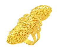 BlingNook Anelli in oro massiccio da donna, in metallo misto con foglie di farfalla cave, regolabili, alla moda, placcati oro, aperto, impilabili, gioielli regalo di fidanzamento, Acciaio inossidabile