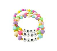 BlingNook Braccialetto anime da donna Rumi Zoey Mira, set da 3 pezzi con perline colorate a forma di cuore ispirato all'amicizia per fan del merchandising braccialetti Cosplay gioielli regalo, One