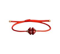 BlingNook Braccialetto rosso per donne e uomini, braccialetti in corda portafortuna a forma di cuore da 3 mm mini catena a mano naturale fascino nero cavo intrecciato regolabile alla moda impilabile