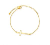 BlingNuts Bracciale con croce sacra per donne Dio Gesù Fede braccialetti per cristiani, F, Acciaio inossidabile, Nessuna pietra preziosa