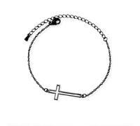 BlingNuts Bracciale con croce sacra per donne Dio Gesù Fede braccialetti per cristiani, F, Acciaio inossidabile, Nessuna pietra preziosa