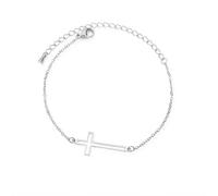 BlingNuts Bracciale con croce sacra per donne Dio Gesù Fede braccialetti per cristiani, F, Acciaio inossidabile, Nessuna pietra preziosa