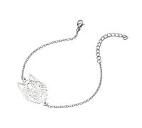 BlingNuts Braccialetto geometrico cavo in acciaio inox cane volpe ape unicorno braccialetto fascino elementi animali gioielli regali, F, Acciaio inossidabile, Nessuna pietra preziosa