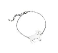 BlingNuts Braccialetto geometrico cavo in acciaio inox cane volpe ape unicorno braccialetto fascino elementi animali gioielli regali, F, Acciaio inossidabile, Nessuna pietra preziosa