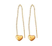 BlingNuts Orecchini pendenti a forma di cuore con margherita, da donna, con quadrifoglio, nappa, idea regalo, F, Acciaio inossidabile, Nessuna pietra preziosa