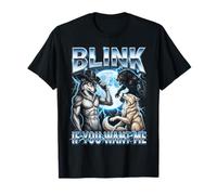 Blink If You Want Me Funny Alpha Wolf Meme Bootleg Y2K Maglietta