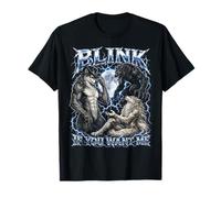 Blink If You Want Me Funny Alpha Wolf Meme Bootleg Y2K Maglietta