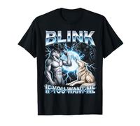 Blink If You Want Me Funny Alpha Wolf Meme Bootleg Y2K Maglietta