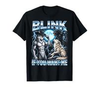 Blink If You Want Me Funny Alpha Wolf Meme Bootleg Y2K Maglietta