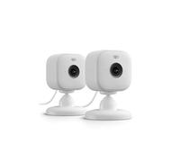 Blink Mini 2 - (modello più recente, 2 telecamere), telecamera di sicurezza intelligente plug-in, visione notturna HD, a colori, faretto integrato, audio bidirezionale, rilevamento del movimento