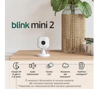 Blink Mini 2 | Videocamera Intelligente Di Sicurezza, Plug-In, Con Visione Nottu