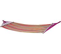 AMACA DA GIARDINO CON TRAVERSA LEGNO IN TESSUTO 200X80 CM MULTICOLORE (37359)