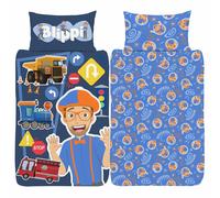 Blippi Veicoli Singolo Set da Letto per Bambini Copripiumino Reversibile Blu