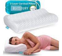 Blisbury, cuscino per contorno contorno in memory foam regolabile, cuscino cervicale per dolori al collo, supporto per schiena, stomaco, traversine laterali, include una custodia in bambù e schiuma