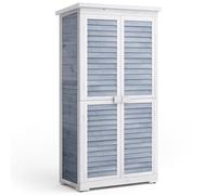 Blishom Armadio da Giardino in Legno 160 cm, Resistente agli Agenti Atmosferici con Tetto Inclinato e Dispositivo Bloccabile, Armadio per Attrezzi Esterno 47x87x160 cm Grigio