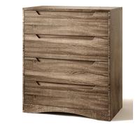 Blishom Cassettiera Camera da Letto con 4 cassetti, settimino camera da letto,Moderno e Salvaspazio per la Camera da Letto Soggiorno e Ingresso, 71 x 41 x 82 CM,Bianco (Marrone chiaro)