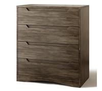 Blishom Cassettiera Camera da Letto con 4 cassetti, settimino camera da letto,Moderno e Salvaspazio per la Camera da Letto Soggiorno e Ingresso, 71 x 41 x 82 CM,Bianco (Marrone scuro)