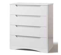 Blishom Cassettiera Camera da Letto con 4 cassetti, settimino camera da letto,Moderno e Salvaspazio per la Camera da Letto Soggiorno e Ingresso, 71 x 41 x 82 CM,Bianco (Bianco)