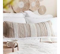 BlissBlush Federa decorativa per cuscino lombare, 35 x 91 cm, stile bohémien, per letto, beige, bianco, per camera da letto, soggiorno, divano, decorazione per la casa, solo copertura