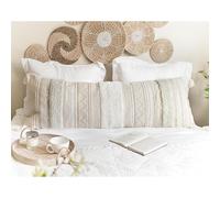 BlissBlush - Federa per cuscino grande per letto, 20x54 cm, stile boho, oversize, lunga, per camera da letto, cuscino decorativo bianco neutro, s