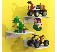 BlissBox - Confezione da 3 pezzi di Shelves Floating Shelves for Wall Compatible with Lego Building Bricks, 5x5.5inch Dual-Side 16x17 Studs for Toy Brick Storage and Display, ABS Display Shelves for